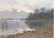 Charlotte Wahlstrom Lake landscape at dusk oil painting reproduction